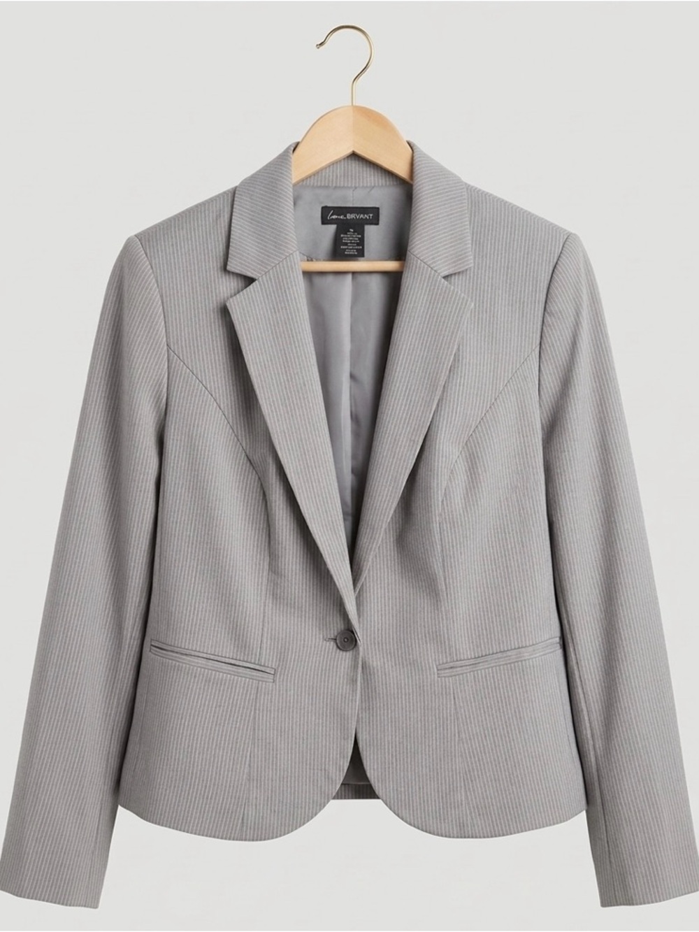 Lane Bryant Light Gray Pinstripe NC Tailored Blazer
